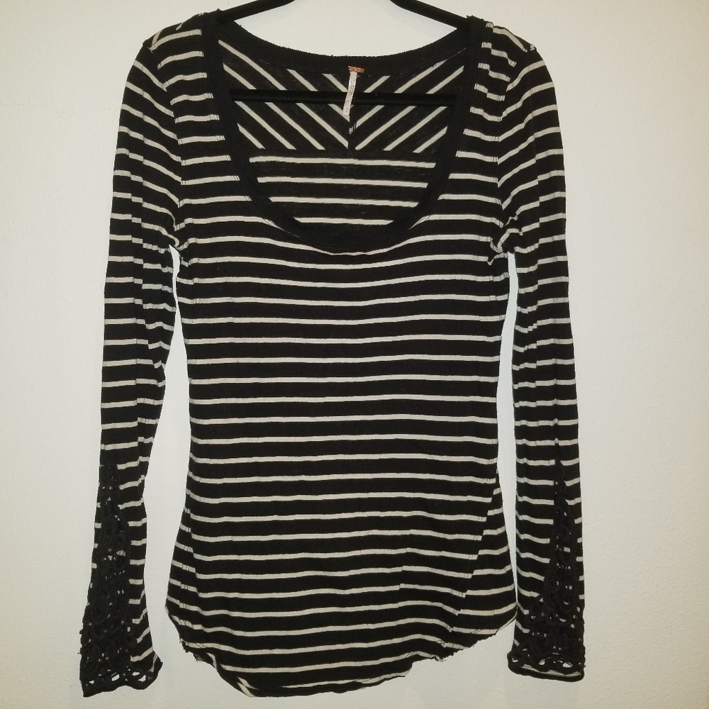 Free People Hard Candy Lace Cuff Tee M